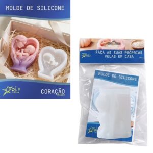 Molde em Silicone para Velas, Resinas, Sabão e Gesso - Coração / Mãe