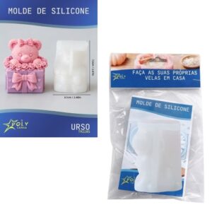 Molde em Silicone para Velas, Resinas, Sabão e Gesso - Caixa com Urso