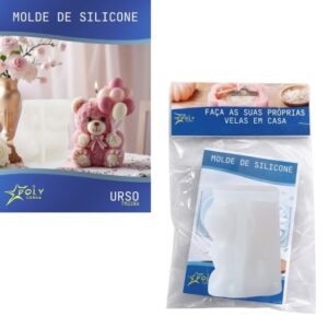 Molde em Silicone para Velas, Resinas, Sabão e Gesso - Urso com Balões
