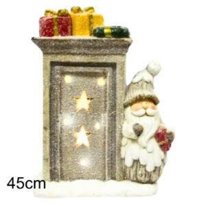 Decoração de Natal LED 45cm - Pai Natal com Lareira