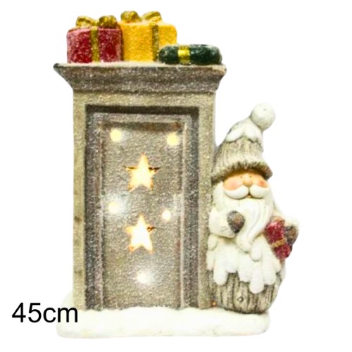 Decoração de Natal LED 45cm - Pai Natal com Lareira