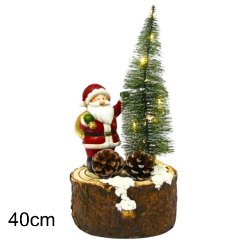 Decoração de Natal LED 40cm - Pai Natal com Árvore