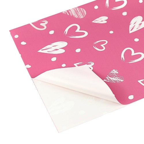 Papel Colorido Quadrado 58 x 58cm - 20 Folhas, Rosa, Corações