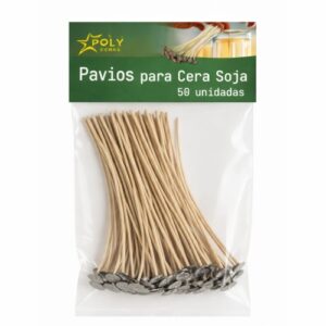 Pavios com Chapa para Cera de Soja 12cm - Pack 50
