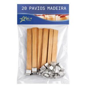 Pavio em Madeira com Chapa para Velas 13cm - Pack 20