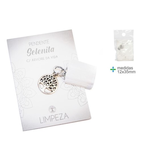 Pendente com Pedra Selenita e Árvore da Vida - Limpeza