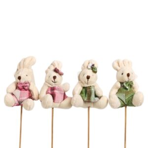 Pick Decorativo Coelho de Peluche para Arranjos 10cm