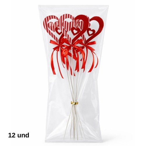 Pick Decorativo Coração para Arranjos 7cm - Pack 12