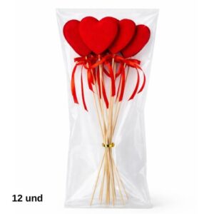 Pick Decorativo Coração para Arranjos 7cm - Pack 12
