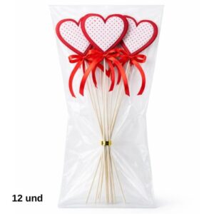 Pick Decorativo Coração para Arranjos 7cm - Pack 12