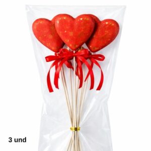 Pick Decorativo Coração para Arranjos 8cm - Pack 3