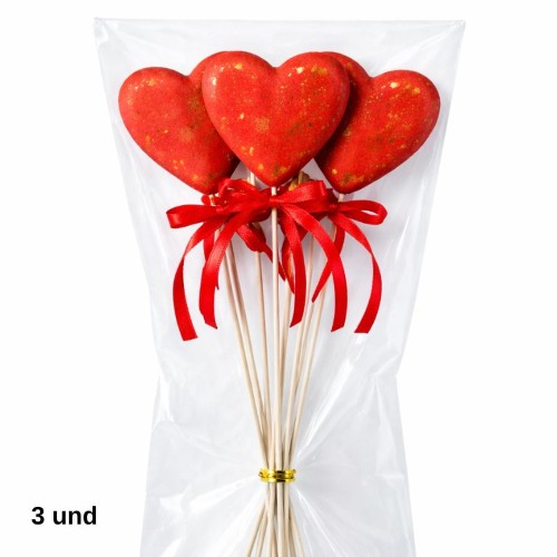 Pick Decorativo Coração para Arranjos 8cm - Pack 3