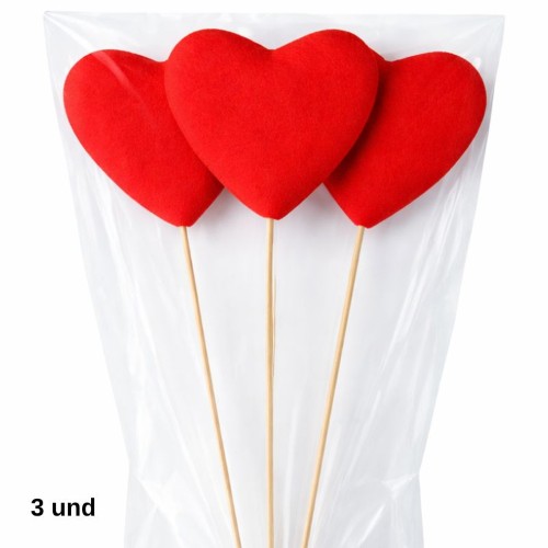 Pick Decorativo Coração para Arranjos 11cm - Pack 3