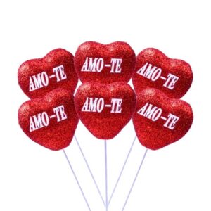 Pick Decorativo Coração 'Amo-te' para Arranjos - Pack 6