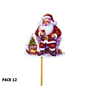 Pick Decorativo com Pai Natal para Arranjos 35cm - Pack 12
