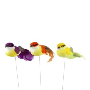Pick Decorativo Pássaro para Arranjos 11cm - Pack 12