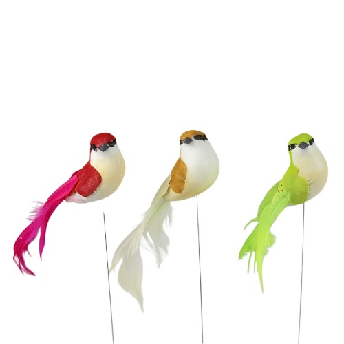 Pick Decorativo Pássaro para Arranjos 14cm - Pack 12