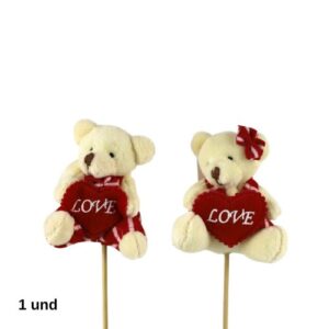 Pick Decorativo Urso de Peluche para Arranjos 8cm