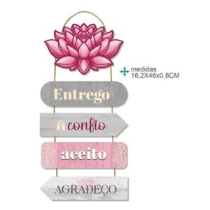 Placa de Parede em MDF com Texto 16,2x46x0,6cm