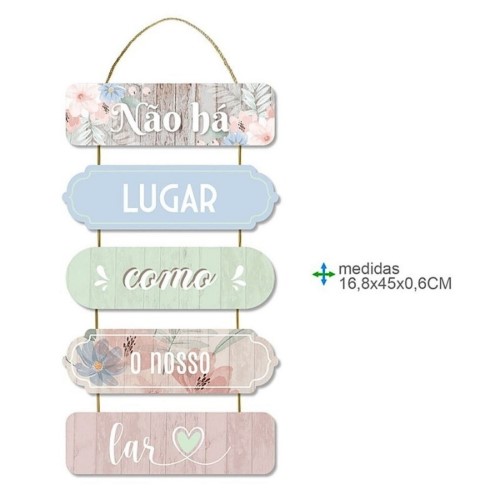 Placa de Parede em MDF com Texto 16x45x0,6cm
