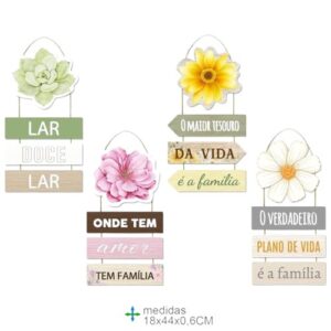 Placa de Parede em MDF com Texto 18x44x0,6cm