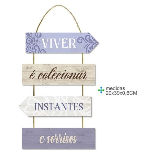 Placa de Parede em MDF com Texto 20x39x0,6cm