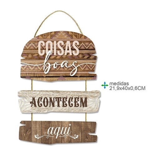 Placa de Parede em MDF com Texto 21,9x40x0,6cm