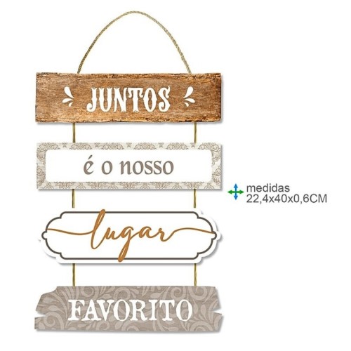 Placa de Parede em MDF com Texto 22,4x40x0,6cm
