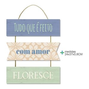 Placa de Parede em MDF com Texto 24x37x0,6cm