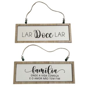 Placa de Parede em MDF com Texto 29,5x10,5x0,6cm