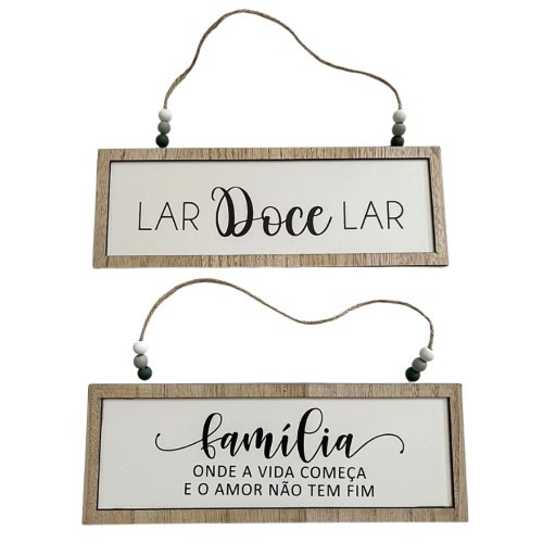Placa de Parede em MDF com Texto 29,5x10,5x0,6cm