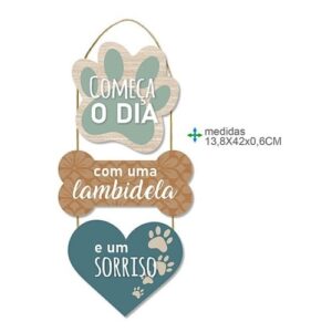 Placa de Parede em MDF com Texto 13,8x42x0,6cm