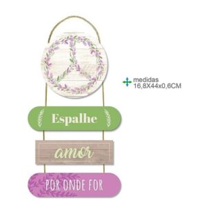 Placa de Parede em MDF com Texto 16,8x44x0,6cm