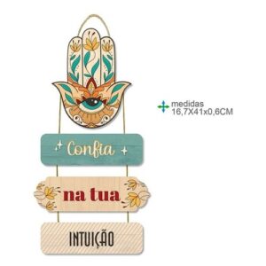 Placa de Parede em MDF com Texto 16,7x41x0,6cm
