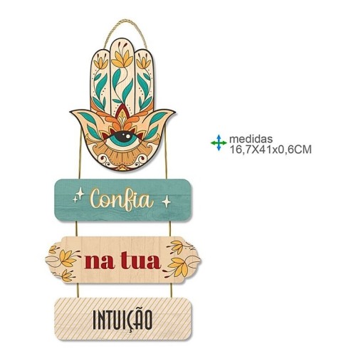 Placa de Parede em MDF com Texto 16,7x41x0,6cm