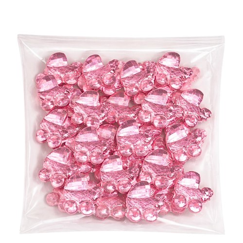 Figuras Decorativas em Plástico - Pack 50, Carrinho de Bebé, Rosa