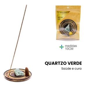 Porta Incenso com Pedra Semipreciosa 10cm - Quartzo Verde