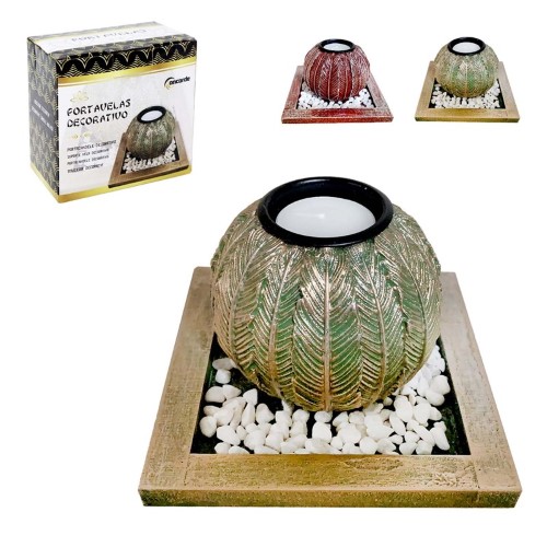 Porta Velas Redondo com Pedras Decorativas