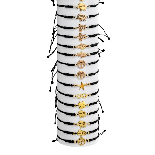 Pulseira Preta com Amuleto em Metal