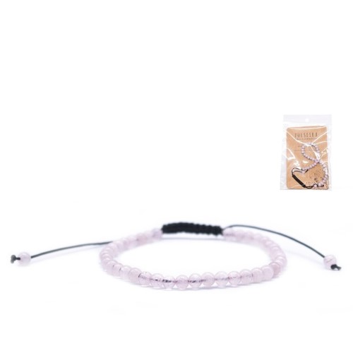 Pulseira de Pedras Semipreciosas 4mm - Quartzo Rosa