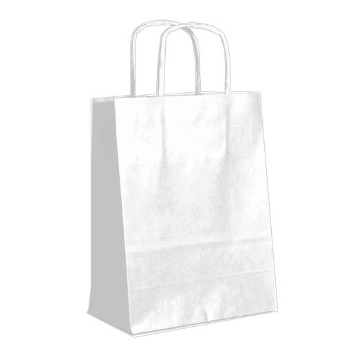 Saco de Papel com Asas Torcidas 18x8x24cm - Branco