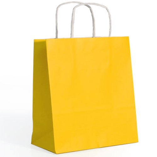 Saco de Papel Colorido com Asas Torcidas 42x16x49cm - Amarelo