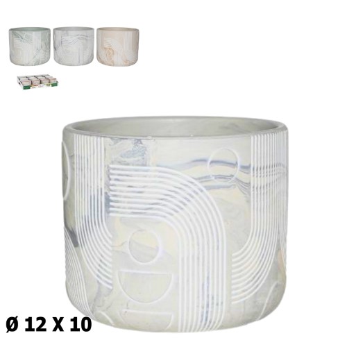 Vaso com Relevo / Textura em Cerâmica 12x12x10cm