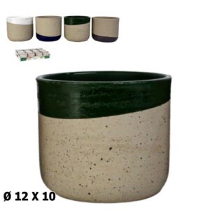 Vaso com Relevo / Textura em Cerâmica 12x12x10cm