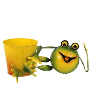 Sapo Deitado em Latão com Vaso 30x16x13cm
