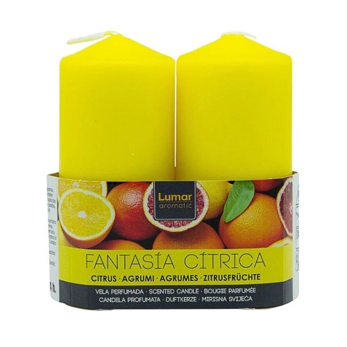 Vela Perfumada 11x4,7cm - Amarelo, Fantasia Cítrica, Pack 2