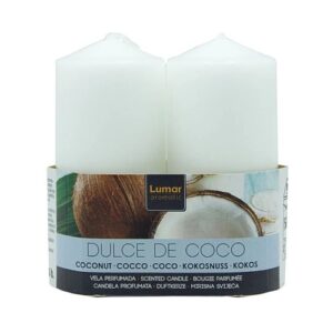 Vela Perfumada 11x4,7cm - Branco, Doce de Coco, Pack 2