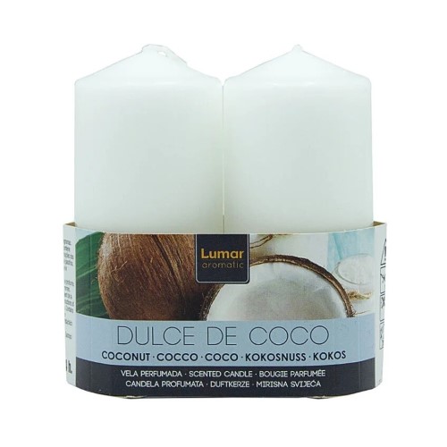 Vela Perfumada 11x4,7cm - Branco, Doce de Coco, Pack 2