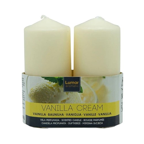 Vela Perfumada 11x4,7cm - Creme, Baunilha, Pack 2