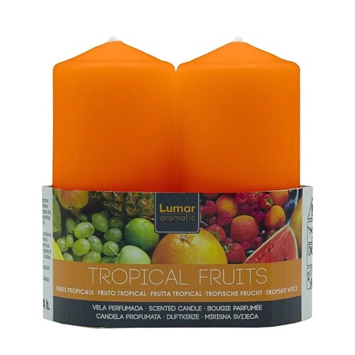 Vela Perfumada 11x4,7cm - Laranja, Frutos Tropicais, Pack 2